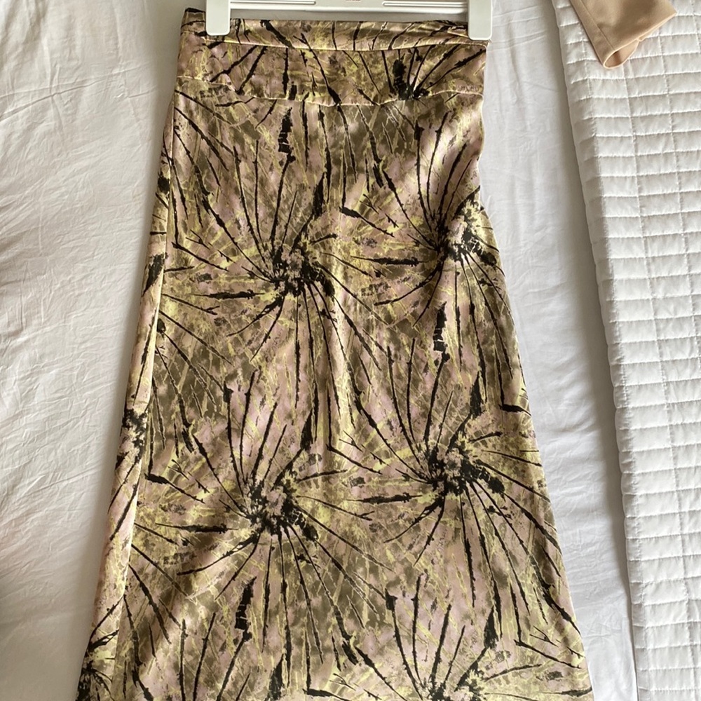 Free people tie dyed silky midi skirt